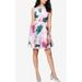 RACHEL Rachel Roy Womens Blush Multi Sleeveless Printed Taffeta Fit & Flare Dress 14