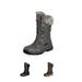 NORTIV8 Women's Zip Warm Faux Fur Insulated Snow Boots Mid Calf Boots JOAN GREY Size 10