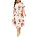 Colisha Chiffon Maxi Dresses for Women Floral Printed Plus Size Beach Sundress Loose Short Sleeve Dress