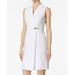 Calvin Klein NEW White Womens Size 6 Faux-Wrap Buckled Shirt Dress