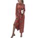 Vintage Long Sleeve Floral Maxi Long Dress For Women Ladies Autumn New Holiday Paisley Split Hem Wrap Long Sun Dress Cocktail Party Prom Gown Dress