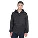 Adult Quarter-Zip Hooded Pullover Pack-Away Jacket - BLACK - M