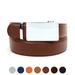 Sliding Dress Belt with Brushed Automatic Buckle - Men's Slide Belt with Removable Buckle + Genuine Leather