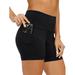 Sexy Dance Womens High Waist Fitness Yoga Short Side Pocket Compression Workout Tummy Control Bike Shorts Running Exercise Leggings