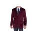 Salvatore Exte Mens Two Button Blazer Modern Fit Velvet Side-Vent Suit Jacket Burgundy
