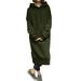 Sexy Dance Women Plus Casual Tops Long Sleeve Pure Color Hooded Pullover Split T Shirt Dress Vintage Fashion Oversize Sweatshirt Tops