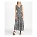 DKNY Womens Black Floral Sleeveless V Neck Maxi Dress Size 14