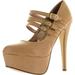 Anne Michelle Womens Realove-02X Almond Toe Strappy Buckle Platform Stiletto Heel Pump Sandals
