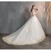 New Wedding Dress Off The Shoulder Half Sleeve Wedding Gown Lace Applique Color: off white with train, US Size: 14W