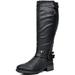 DREAM PAIRS Womens PU Low Heel Knee High Faux Fur Riding Boots ATLANTA BLACK Size 10