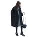 EFINNY Women Autumn Winter Elegant Coat Mid-length Lapel Solid Color Loose Woolen Casual Long-sleeved Trench Black M