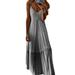 Plus Size Women Party Holiday Maxi Dresses Gradient Color V Neck Long Dress Summer Boho Pleated Sundress