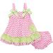 Wenchoice Girl's Pink & Green Zigzag Swing Top & Diaper Cover - L(24M-36M)