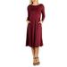 24/7 Comfort Apparel Women's Midi Length Fit N Flare Pocket Dress