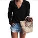 Women's Waffle Knit Tunic Tops Loose Long Sleeve Button Up V Neck Henley Shirts