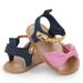 Styles I Love Baby Toddler Girl Bowknot Sandals Soft Sole Anti-slip Crib Shoes Prewalker 0-18M, 5 Colors (Pink + Gold, 0-6 Months)