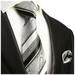 Grey and Black Patterned Silk Tie Set by Paul Malone