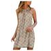 Mnycxen Women's Sexy Summer Dress Women Plus Size Daily Casual Sleeveless Vintage Green Grass Style Mini Dress