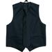 Men's Solid Color Adjustable Dress Vest & Neck Tie Set for Suit or Tuxedo (Black, L)
