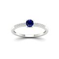 Imperial Gemstone 10K White Gold Round Cut Blue Sapphire 1/20 CT TW Diamond Women's Ring