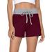 UKAP Women Summer Beach Shorts Juniors Casual Loose Camo Shorts with Drawstring S-XXL Wine Red(no pockets) XXL(US 20-22)