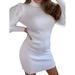 Julycc Womens Fluffy Puff Sleeve Panel Puff Sleeve Dress Party Cocktail