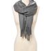 Grey Solid Scarfs for Women Fashion Warm Neck Womens Winter Scarves Pashmina Silk Scarf Wrap with Fringes for Ladies by Oussum