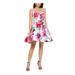 XSCAPE Womens Pink Floral Spaghetti Strap Sweetheart Neckline Short Fit + Flare Party Dress Size 2