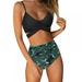 TINKER Women High Waisted String Floral Printed 2 Piece Bathing Suits