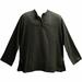Men's Indian Yoga Mandarin Collar Gauze Cotton Embroidered Tunic Shirt Kurta - Black - Large/XL