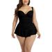 Sexy Dance Plus Size Women Swimdress Swimsuits Backless Tummy Control Shaping Body One Piece Swim Dresses Swimwear Bathing Suit Swimming Costume Beachwear Red Black Blue XXL 3XL 4XL