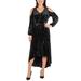 Women's Velvet Cold Shoulder Tie Waist Dress