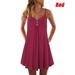 Women's Casual Mini Summer Dress Strapless Off Shoulder Plus Size Loose A-Line Sundress Sexy Beach Dress Pleating Buttons Dress