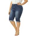 Agnes Orinda Women's Plus Size Shorts Casual Chambray Ripped Denim Capri Jeans