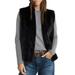 Masseys Women's Reversible Faux Fur & Faux Suede Vest in Black - S