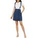 Allegra K Junior's Classic Button Front A-Line Strap Overall Denim Dress