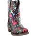 Roper Womens Ingrid Floral Snip Toe Western Cowboy Boots Ankle Low Heel 1-2"