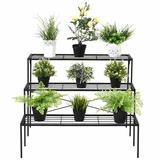 Arlmont & Co. 3 Tier Outdoor Metal Heavy Duty Modern For Multiple Plant Display Stand Rack Metal | 26 H x 34 W x 26 D in | Wayfair