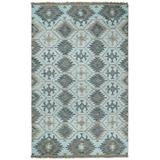 Blue/Brown 96 x 60 x 0.3 in Area Rug - Foundry Select Geometric Handmade Kilim Gray/Brown/Off White Area Rug Viscose/Wool | Wayfair