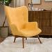 Lounge Chair - George Oliver Dayon 31.5" Wide Tufted Lounge Chair Polyester/Fabric in Yellow | 37 H x 31.5 W x 27.25 D in | Wayfair