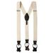 Jacob Alexander Men's Solid Elastic Y-Back Suspenders Braces Convertible Leather Ends Clips - Champagne