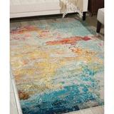 White 36 x 0.5 in Area Rug - Williston Forge Adrihana Abstract Blue/Yellow Area Rug, Polypropylene | 36 W x 0.5 D in | Wayfair