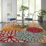 Green/Orange 114 x 0.25 in Indoor/Outdoor Area Rug - Andover Mills™ Miraloma Floral Green/Red/Orange Indoor/Outdoor Area Rug | Wayfair