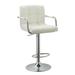 Orren Ellis Gleneagles Swivel Adjustable Height Bar Stool Leather/Metal/Faux leather in White | 19 W x 20 D in | Wayfair