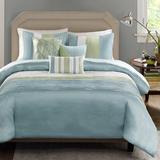 Andover Mills™ Liesel 7 Piece Striped and Pleated Comforter Set Polyester/Polyfill/Microfiber in Blue | Wayfair 089BD4D1F64848F8B12DB327180DDAB1