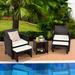Winston Porter Amy-Michelle 5 Piece Rattan Seating Group w/ Cushions Synthetic Wicker/All - Weather Wicker/Wicker/Rattan in White | Outdoor Furniture | Wayfair