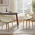 Wade Logan® Wathen Faux Leather Swivel Dining Side Chair Faux Leather/Wood/Upholstered in White/Brown | 29.33 H x 21.26 W x 23.23 D in | Wayfair