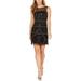 Adrianna Papell Womens Beaded A-Line Party Dress Black 14