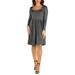 24/7 Comfort Apparel Women's Casual Long Sleeve Pleated Dress