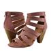 Qupid Chamber 26X Women's Strappy Caged Stacked Heel
